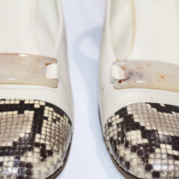 Vintage Prada Sling back Block Heel Ivory Snakeskin toe Size 36.5 - Picture 2 of 7